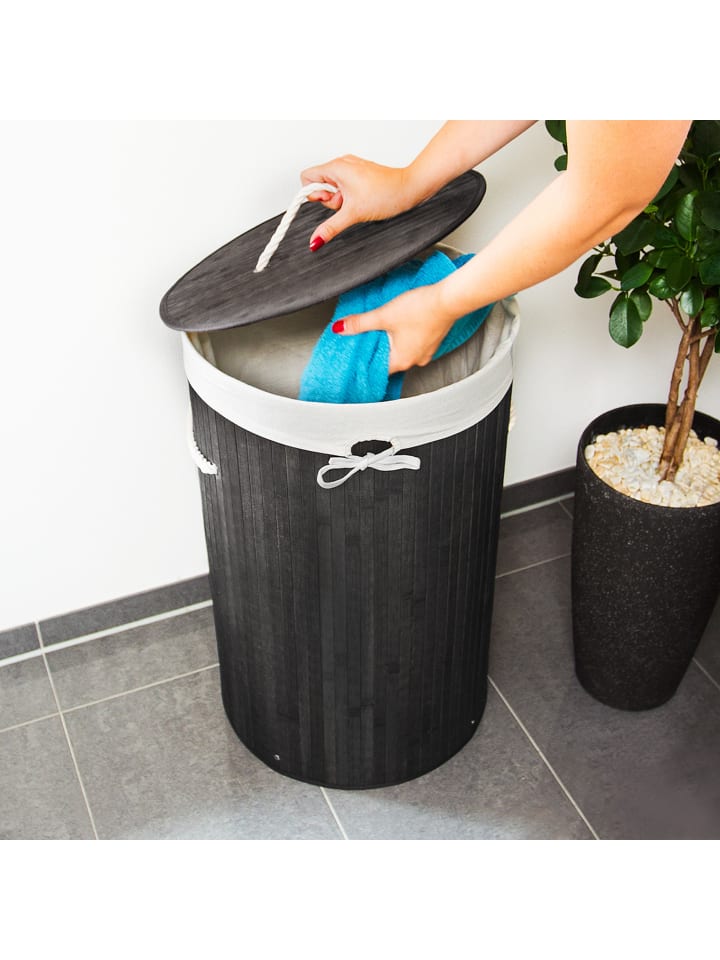 relaxdays Wäschekorb in Schwarz - (H)65 x Ø41 cm günstig kaufen onesize