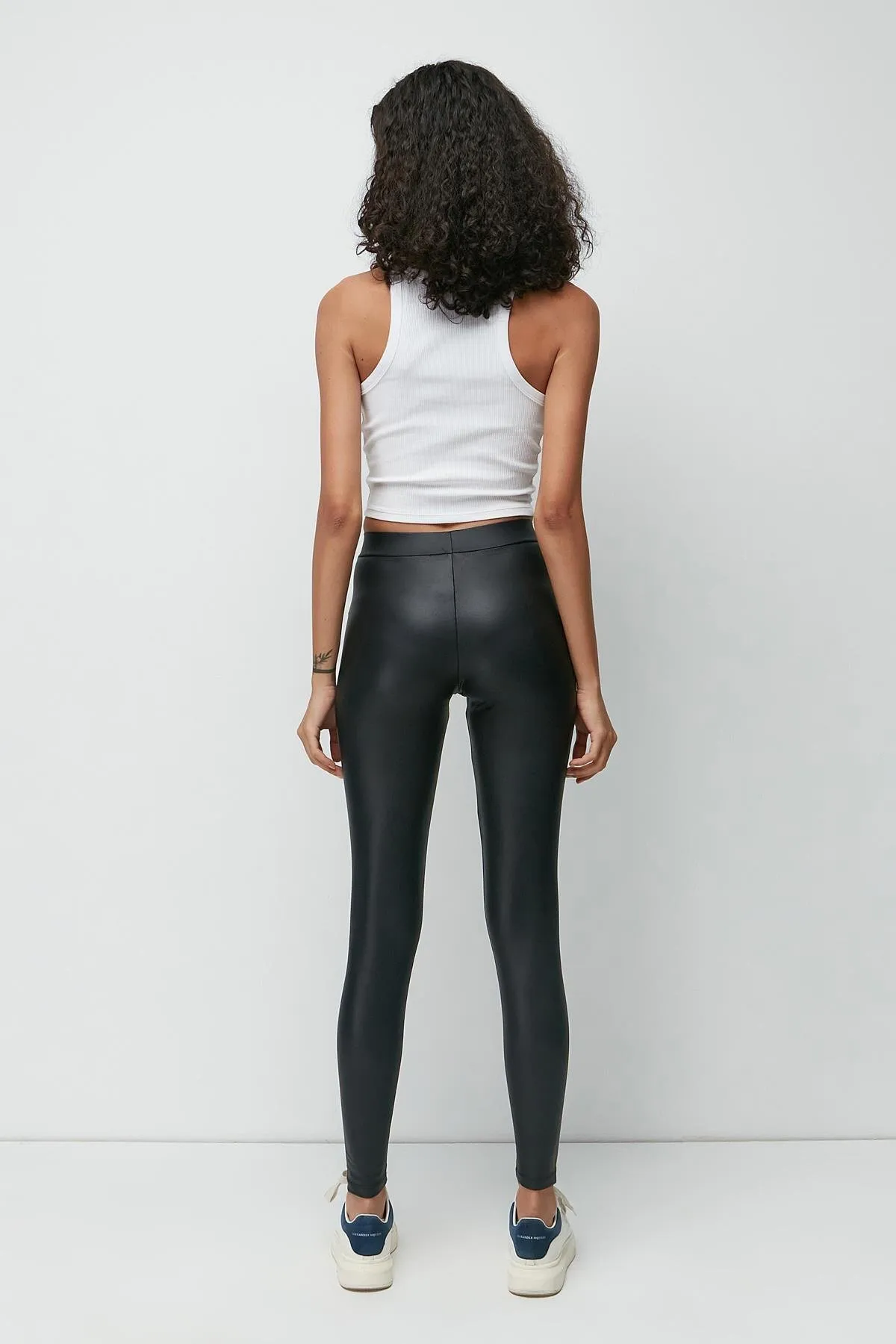 C&City  Lederleggings mit hoher Taille 9414 Schwarz
