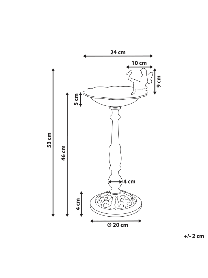 Beliani Vogelbrunnen LARK in Braun - (W) 24 x (H) 53 x (L) 24 cm günstig kaufen onesize