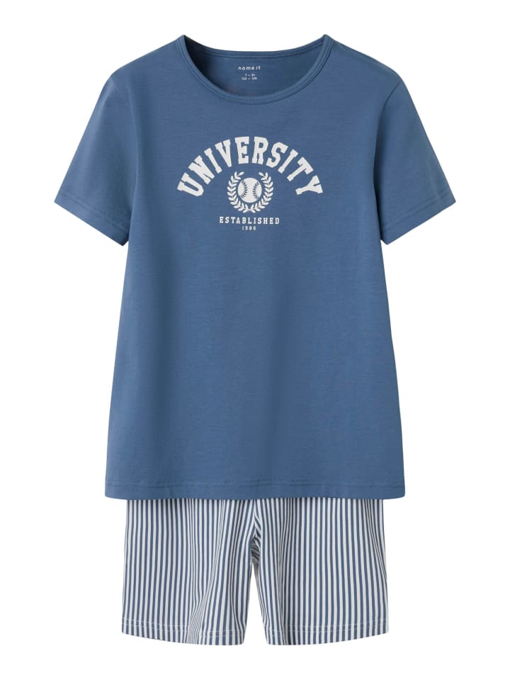 name it Shorty Pyjama NKMNIGHTSET UNIVERSITY in china blue günstig kaufen