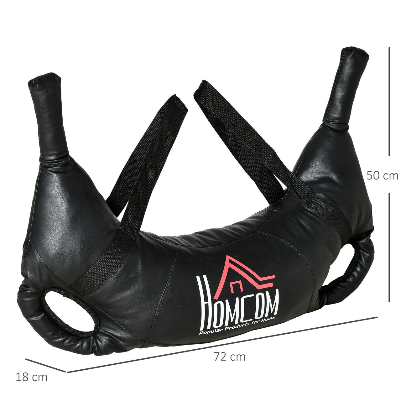HOMCOM Bulgarian Bag Krafttrainingstasche 25kg Krafttraining Trainingsgerät für Fitnesscenter und Zuhaus Gewichtssack Sandsäcke mit 2 Griffen und 2 Tragegurten Metallsand Schwarz