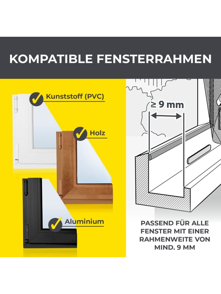 EASYmaxx EASYmaxx Moskitonetz mit Magnetbefestigung - 150 x 130 cm - schwarz - 4er-Set günstig kaufen onesize