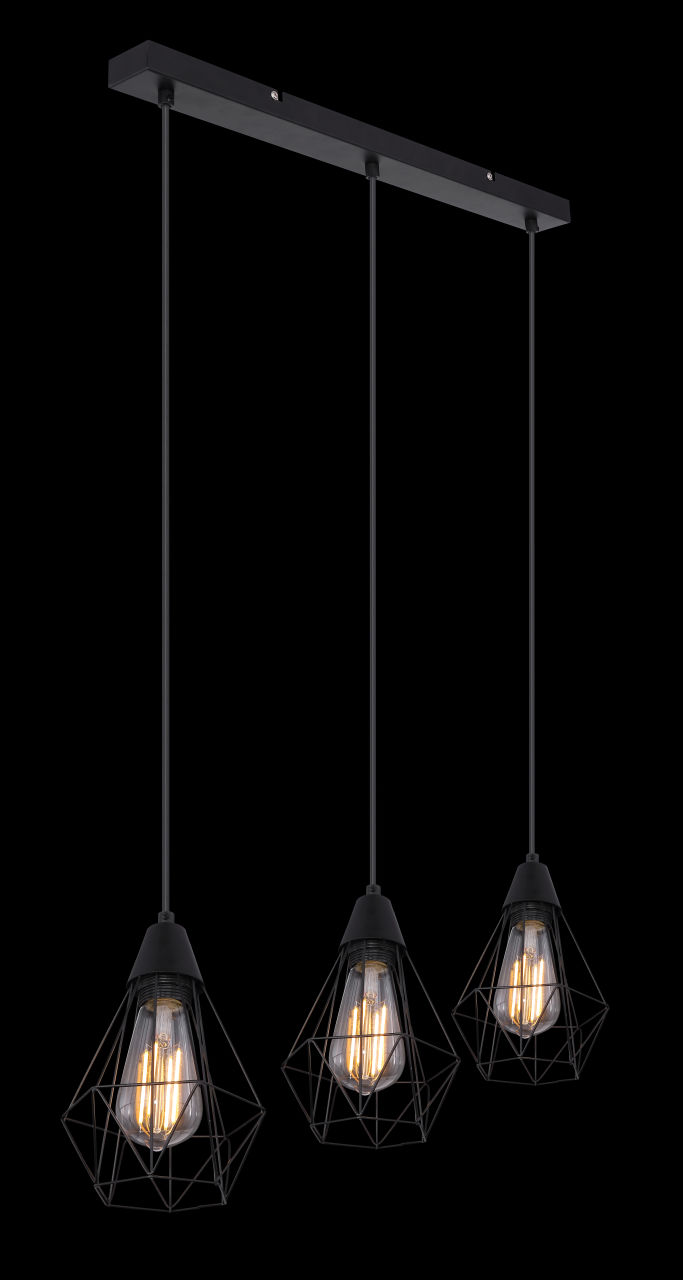 Globo Lighting - ISABELLA - Hängeleuchte Metall schwarz matt, 3x E27