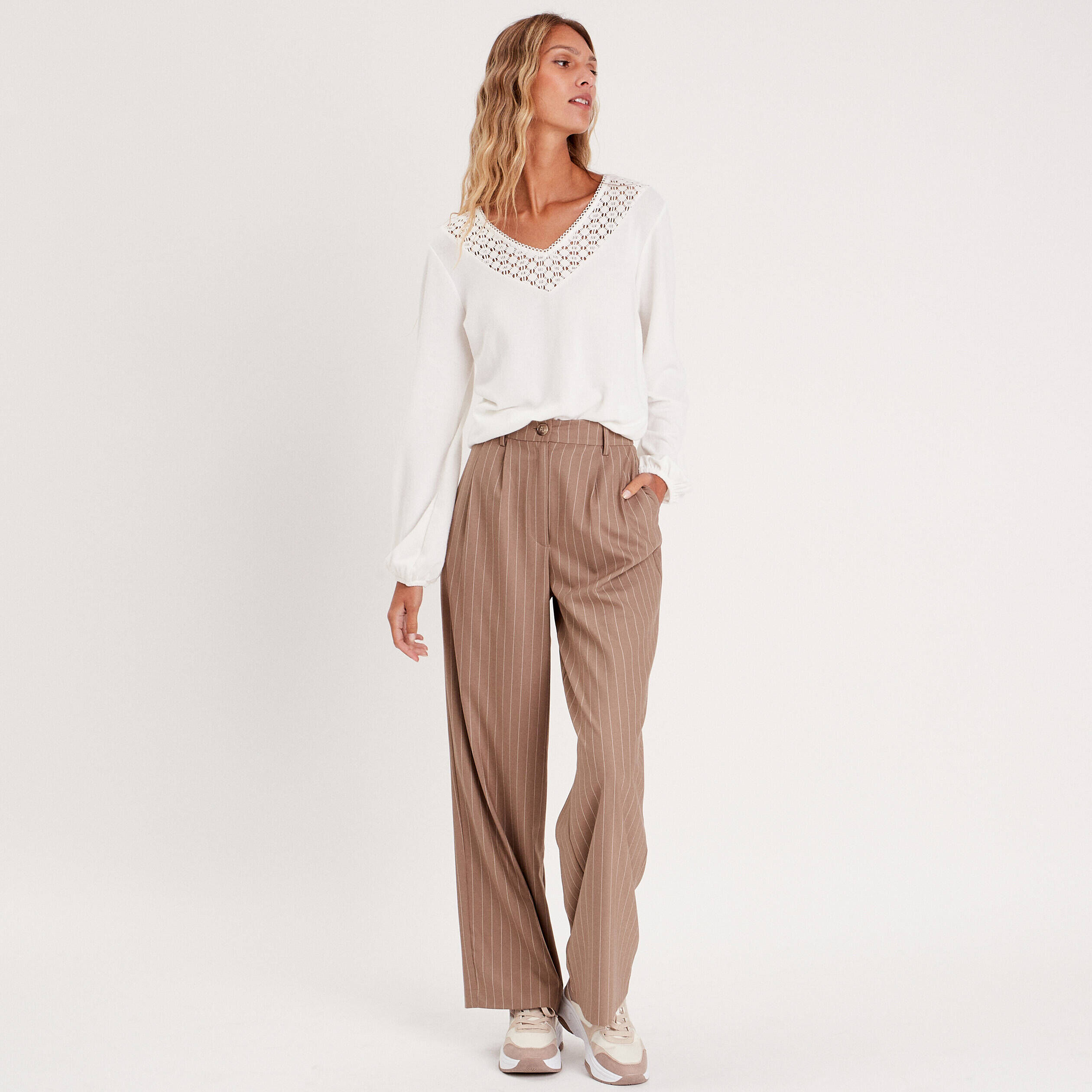 T-shirt manches longues blanc femme | Cache Cache