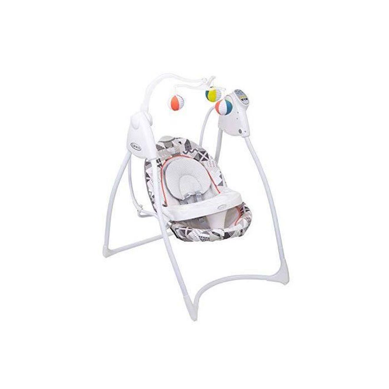 Balançoire électrique Graco Lovin Hug avec arche de jeu pour bébé et table dès 0 mois pour nouveau-né, balançoire électrique avec mu blanc