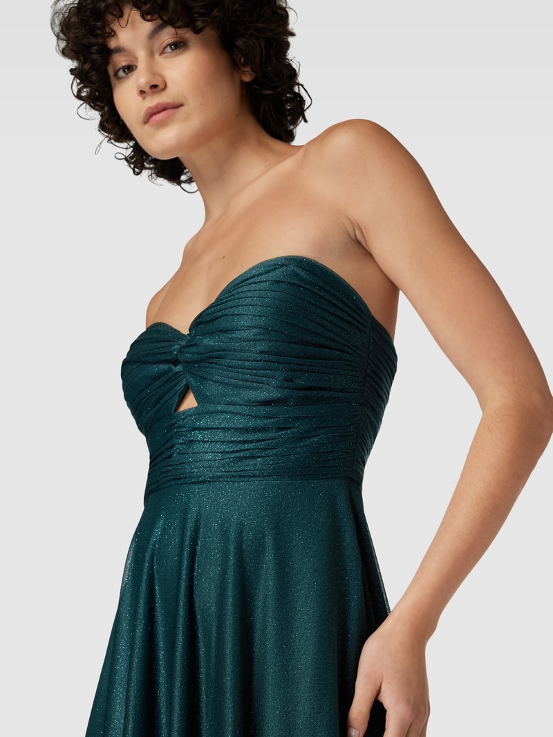 Abendkleid mit Raffungen in dunkelgrün