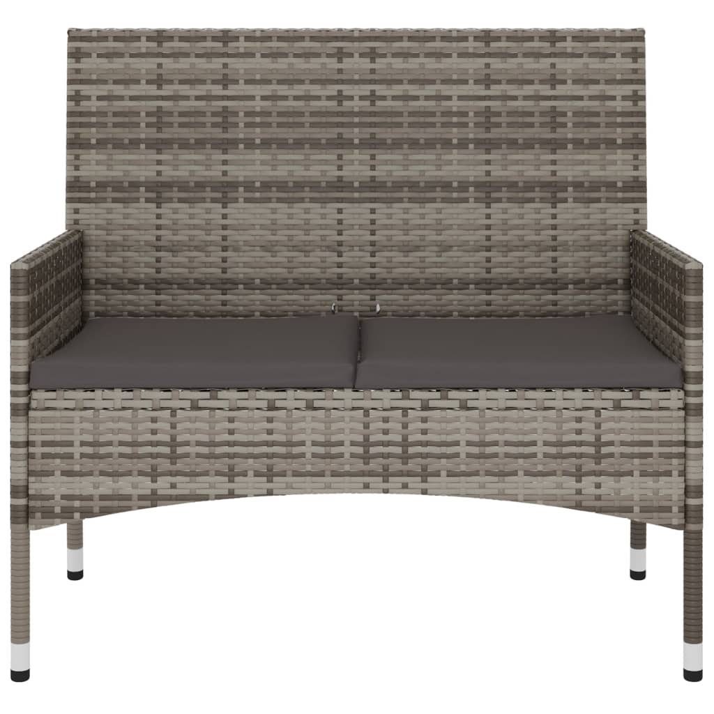 vidaXL Gartenbank Gartenbank 2-Sitzer mit Kissen Grau Poly Rattan (1-St)