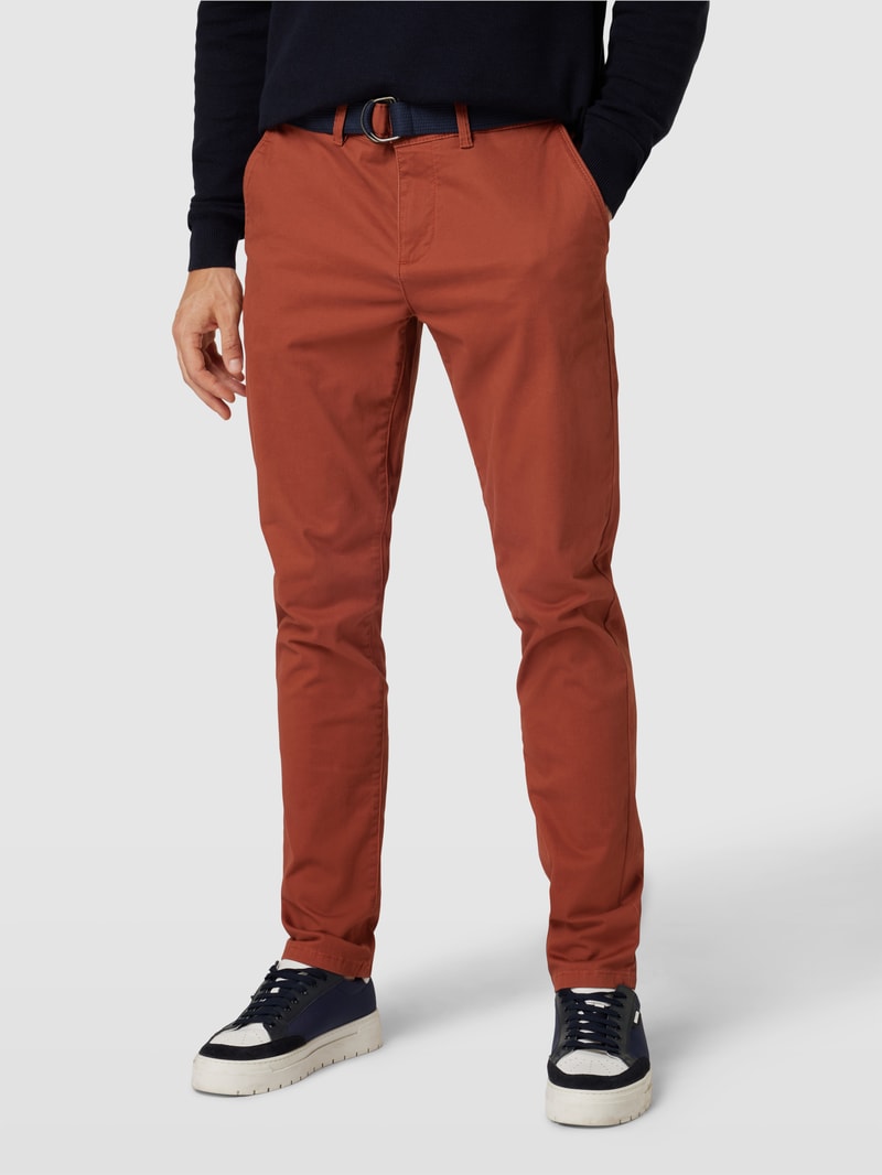Stoffhose mit französischen Eingrifftaschen in rostrot