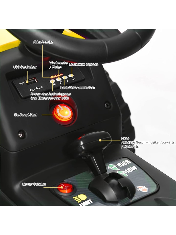 COSTWAY 12V Traktor ab 3 Jahren in Gelb günstig kaufen 135 cm