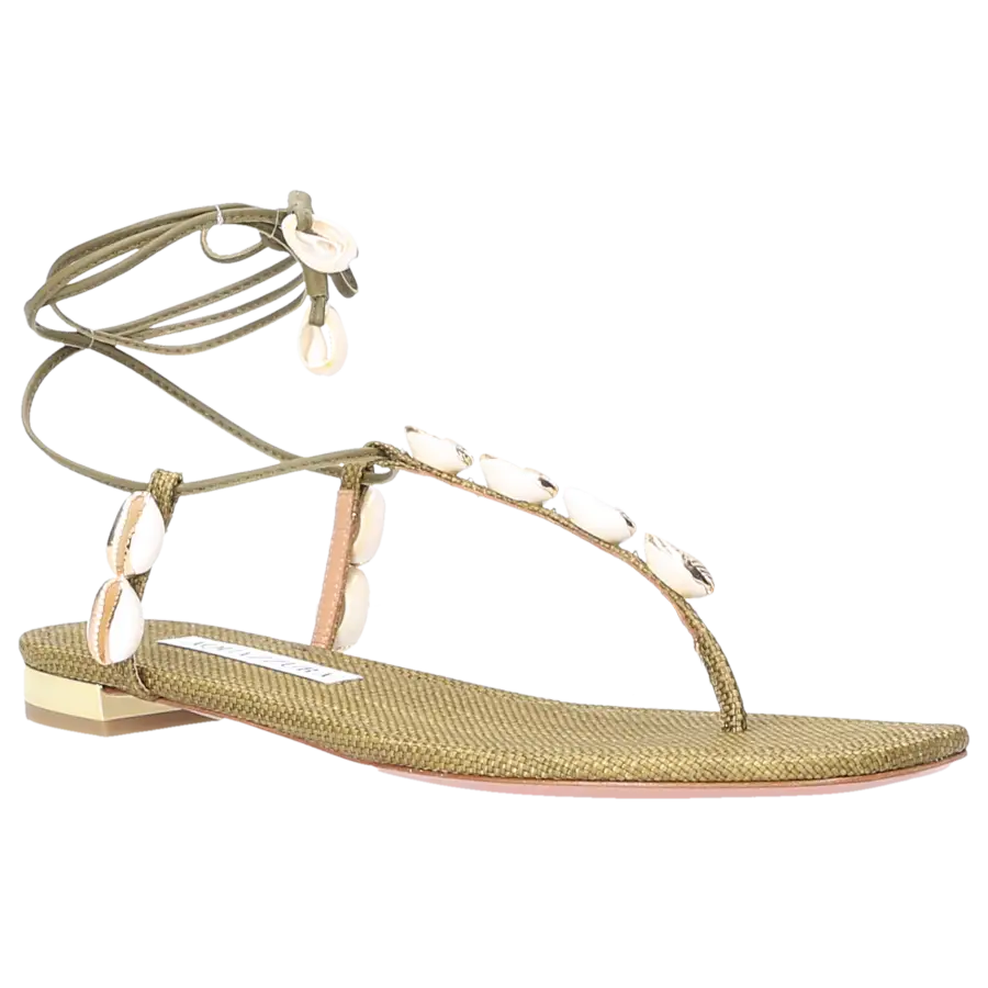 Aquazzura - Zehentrenner OF TO THE BEACH Kalbsleder - grün