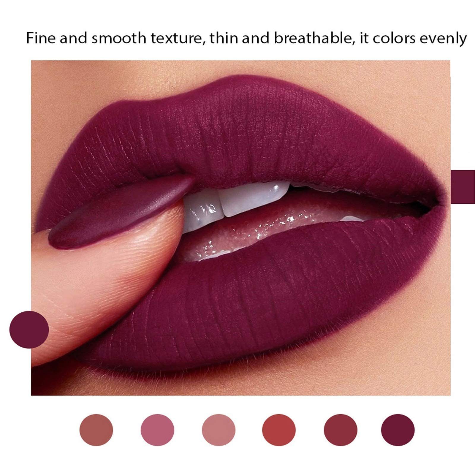 Haiaveng Lippenstift-Set 6 Farben Wasserdicht Matt Flüssiger Lippenstift Set, 6-tlg., Wasserdichte Langlebige Lipgloss Antihaft-Tasse