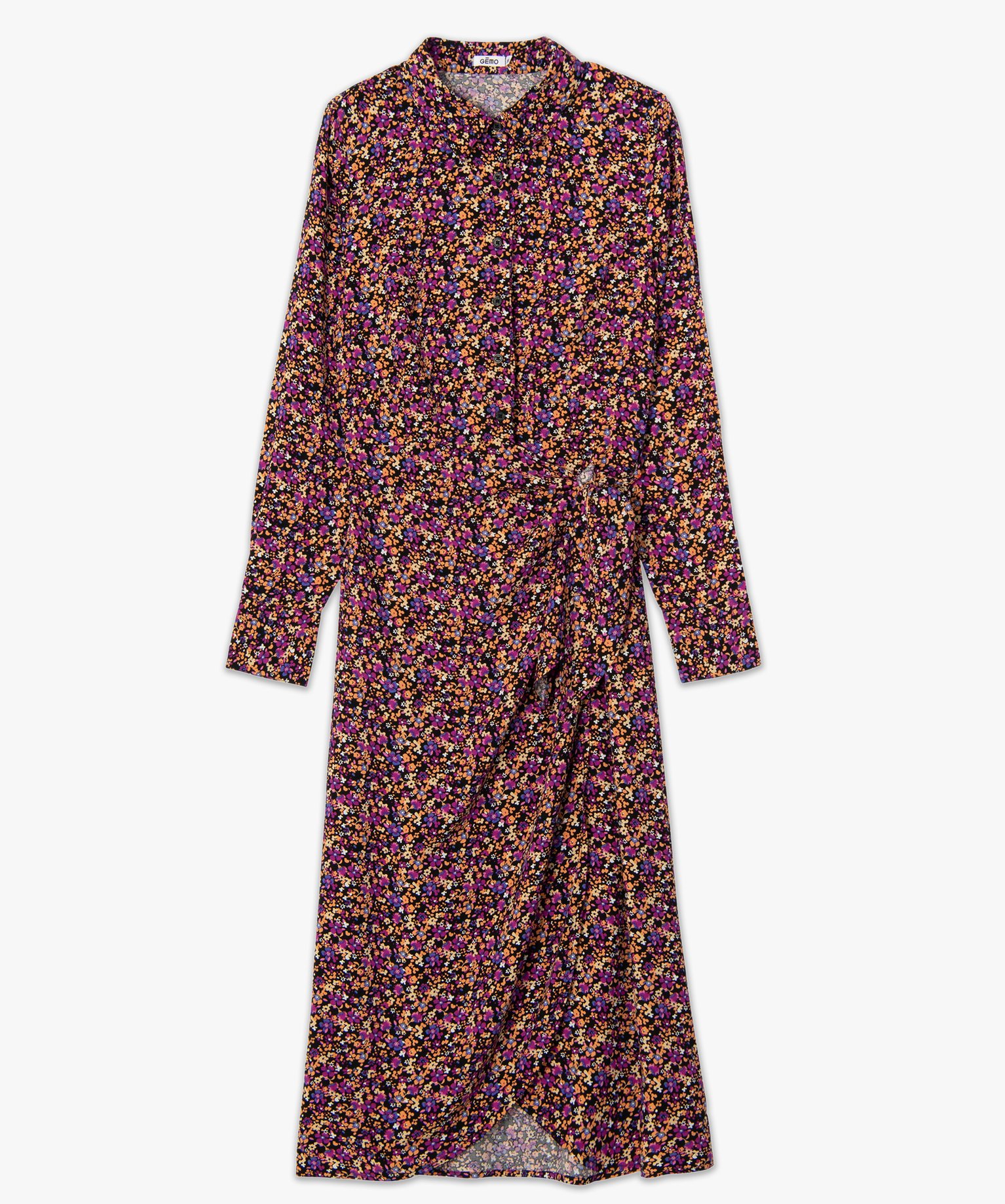 Robe chemise femme imprimée à jupe portefeuille | GEMO