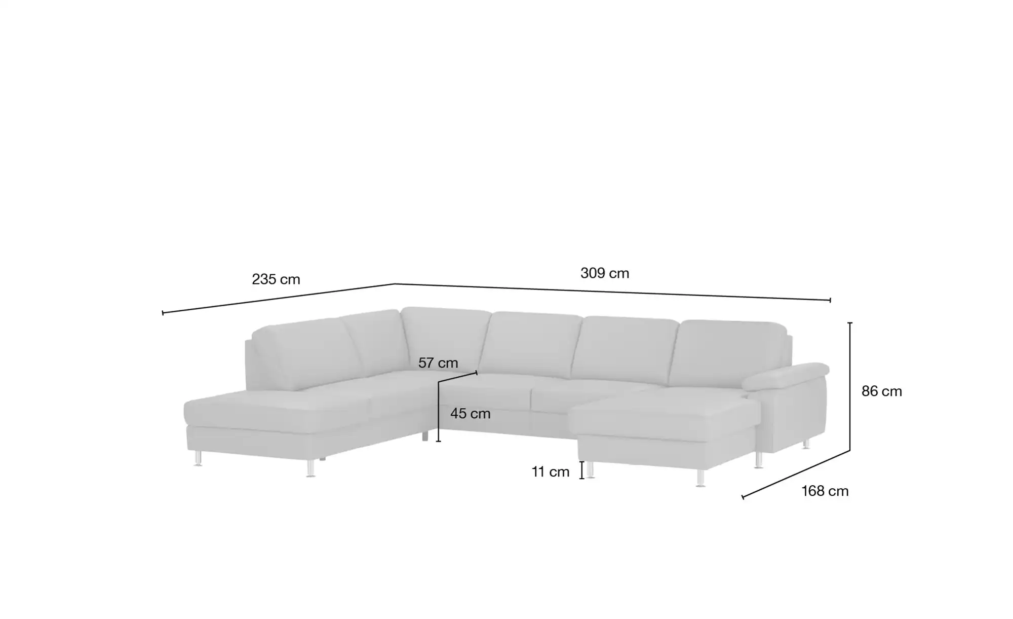 Kollektion Kraft Wohnlandschaft mit Sitz- und Rückenbezug aus Leder Kathi
