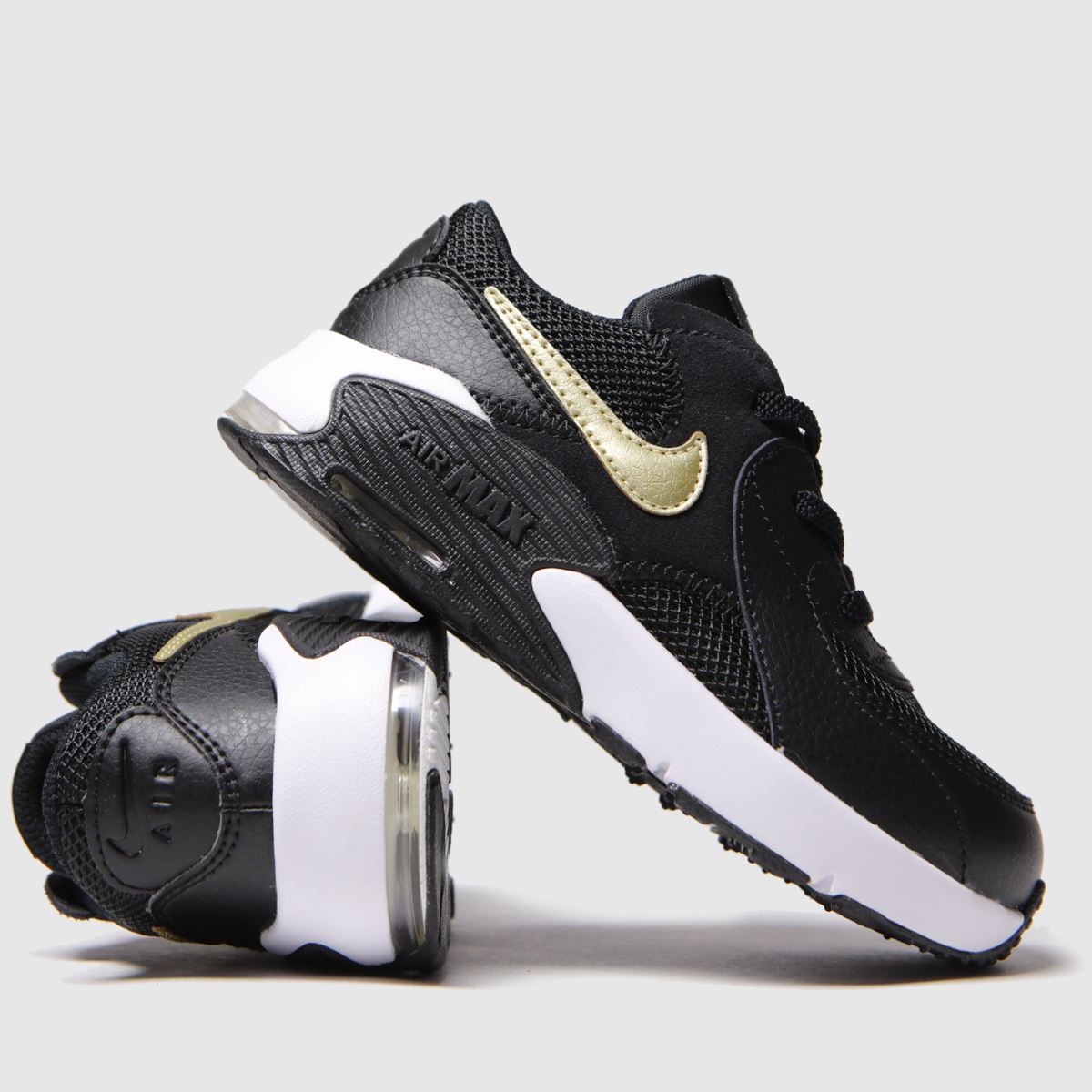 Nike svarta och guldfärgade Air Max Excee-sneakers för småbarn