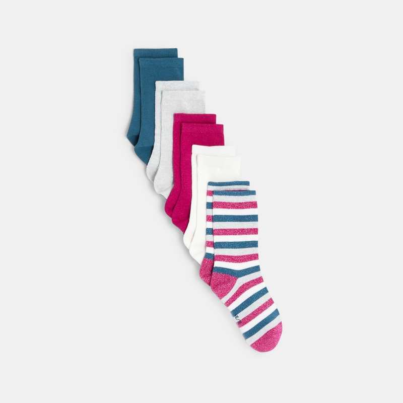 Chaussettes fantaisie pailletées (lot de 5) roses fille