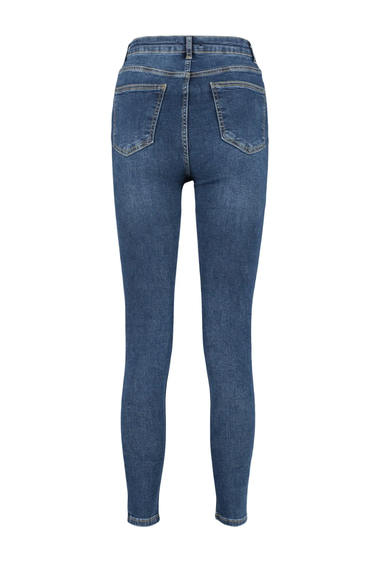 Trendyol Collection  Dunkelblaue Skinny Jeans mit normaler Taille TWOSS23JE00073