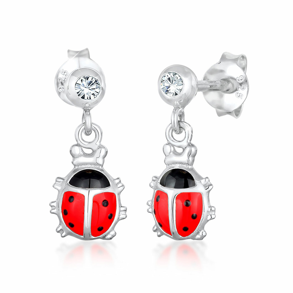 Elli Elli Boucles d'Oreilles Boucles d'oreilles enfants coccinelle mignon avec des cri Boucles d'oreilles