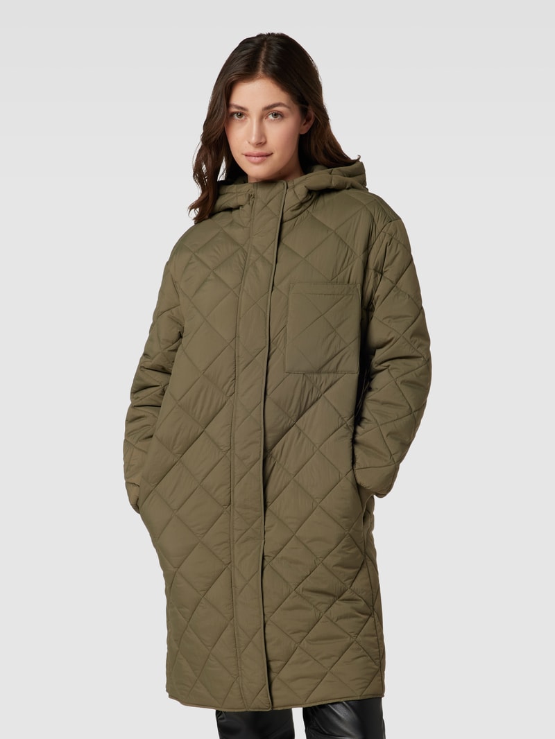 Steppmantel mit Kapuze in khaki