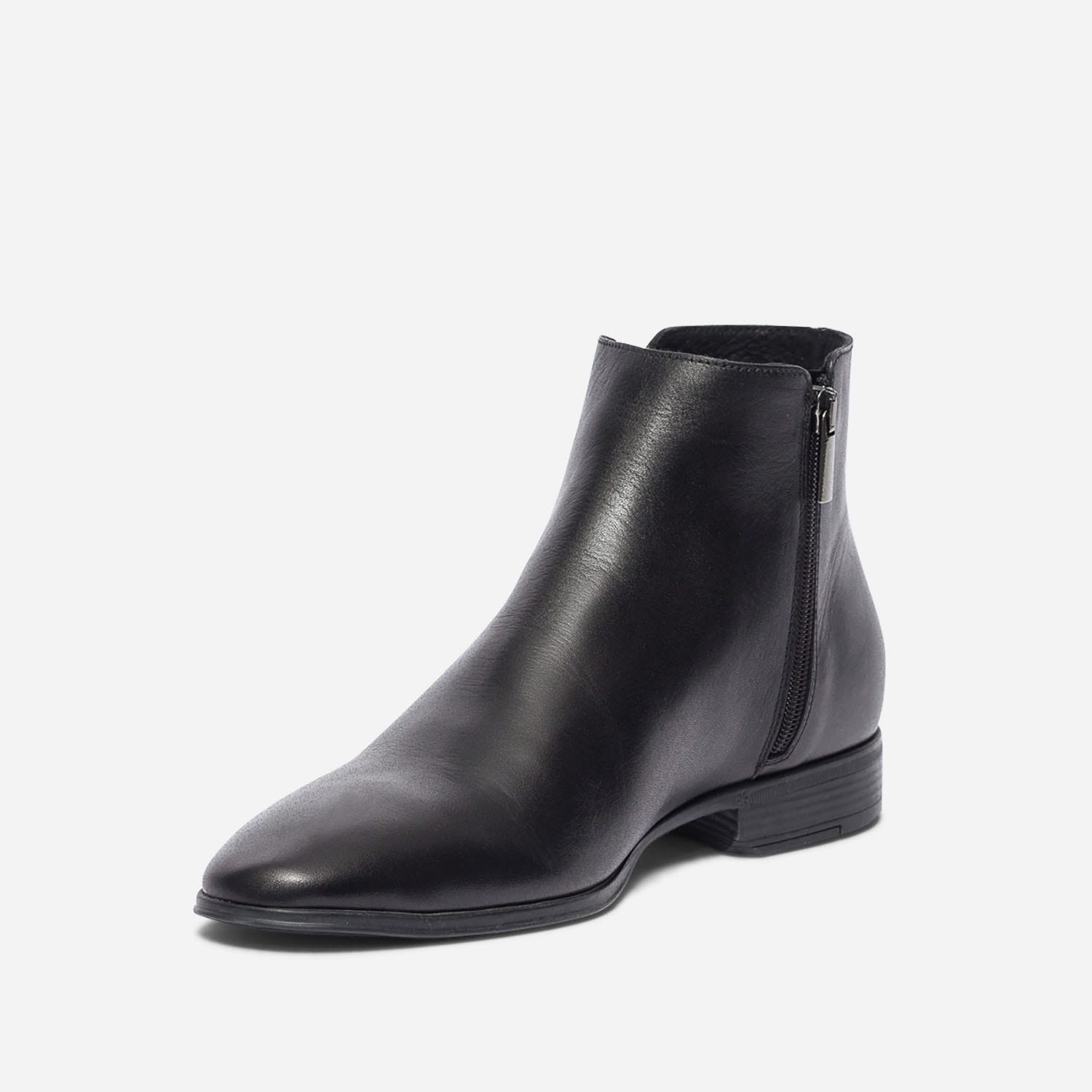 Boots noir en cuir à double zips