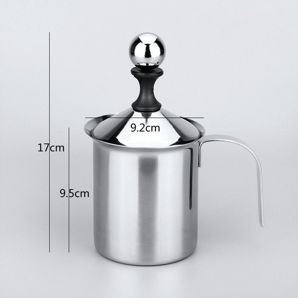 Zimtky Milchaufschäumer Milchschäumer Edelstahl - 400ml Double Mesh Milchaufschäumer Manuell