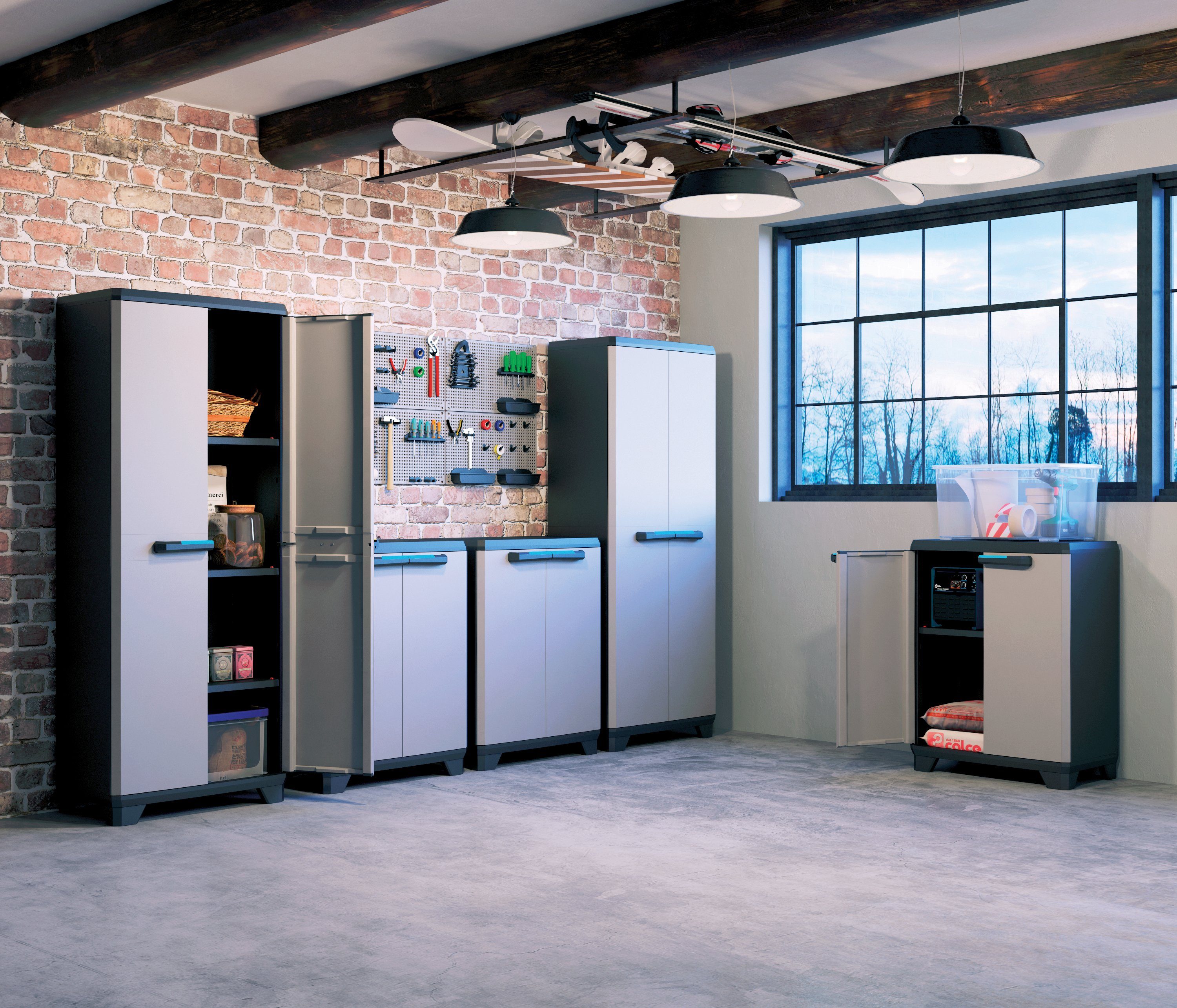 ONDIS24 Mehrzweckschrank Kunststoffschrank Haushaltschrank Linear Multifunktionsschrank inkl. Einlegeboden, verstellbare Füße, Soft-Touch Griffe