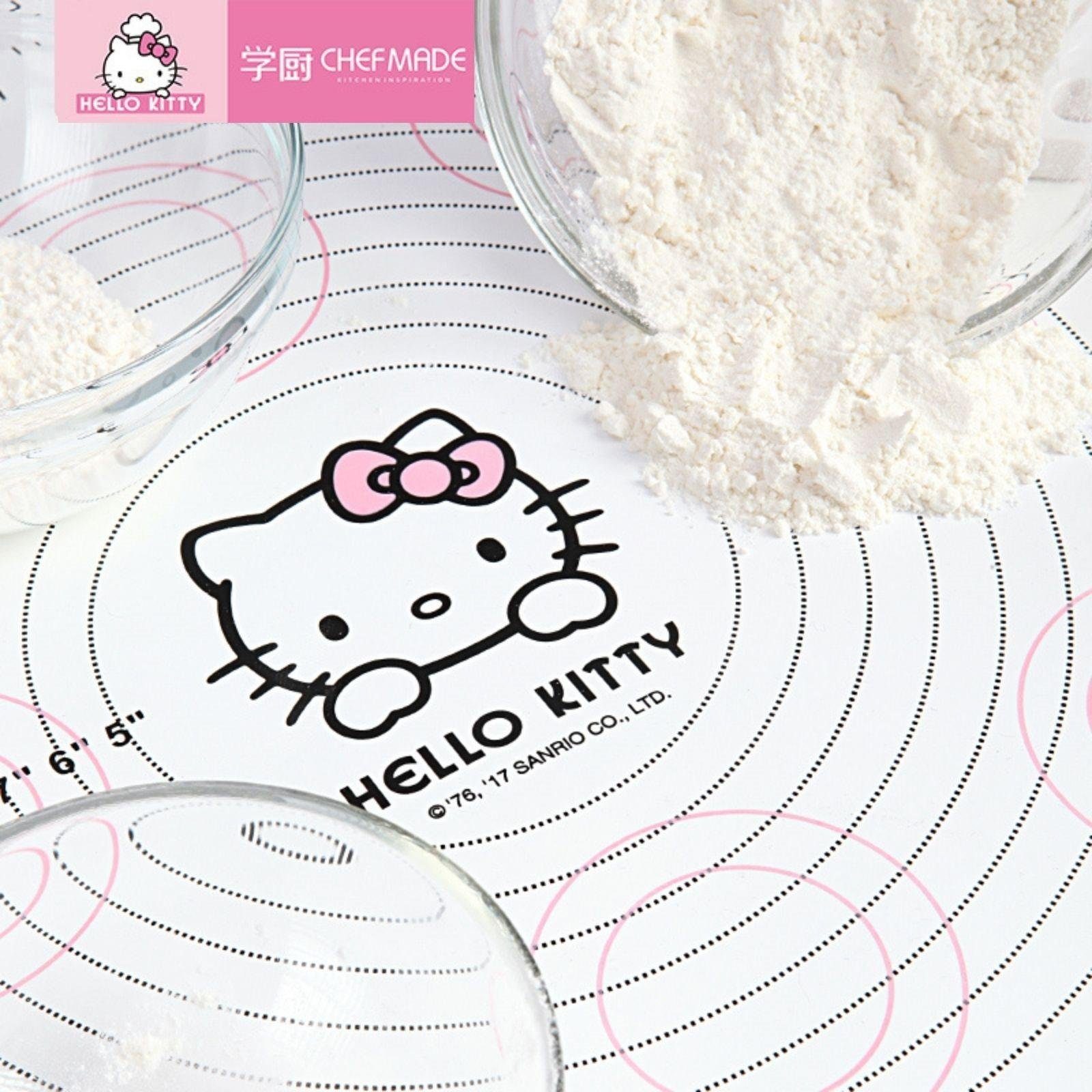 Chefmade Backmatte Ausrollmatte für Teig mit Messskalen antihaft, Silikon (CHEFMADE, HELLO KITTY, Pink, 600x400mm, Silikon-Backmatte, Teigunterlage mit Messskala, Silikonmatte, rutschfest, hygienisch, waschbar, antihaftbeschichtet, 1-tlg., Premium),