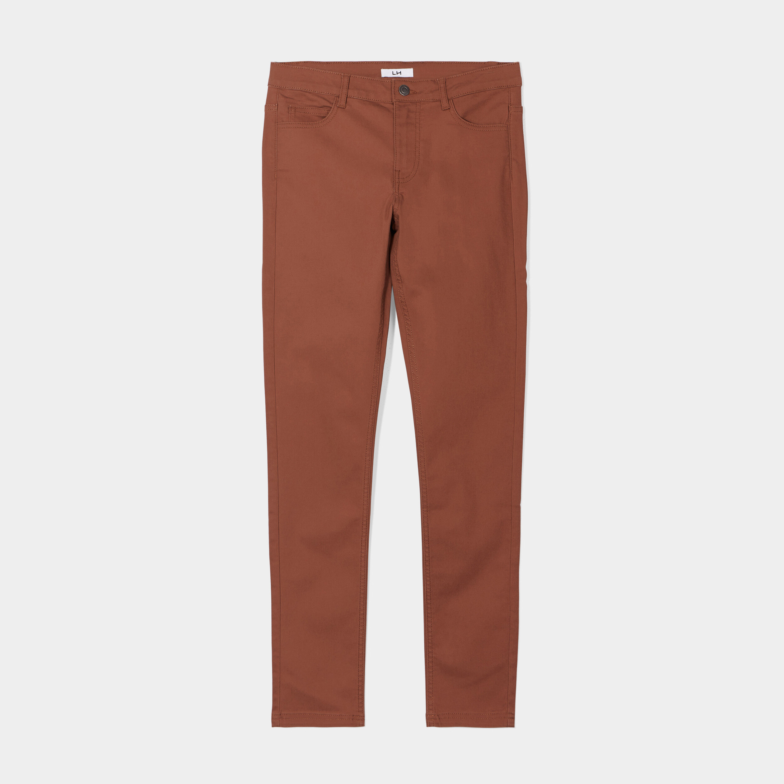Pantalon slim taille normale marron femme | La Halle