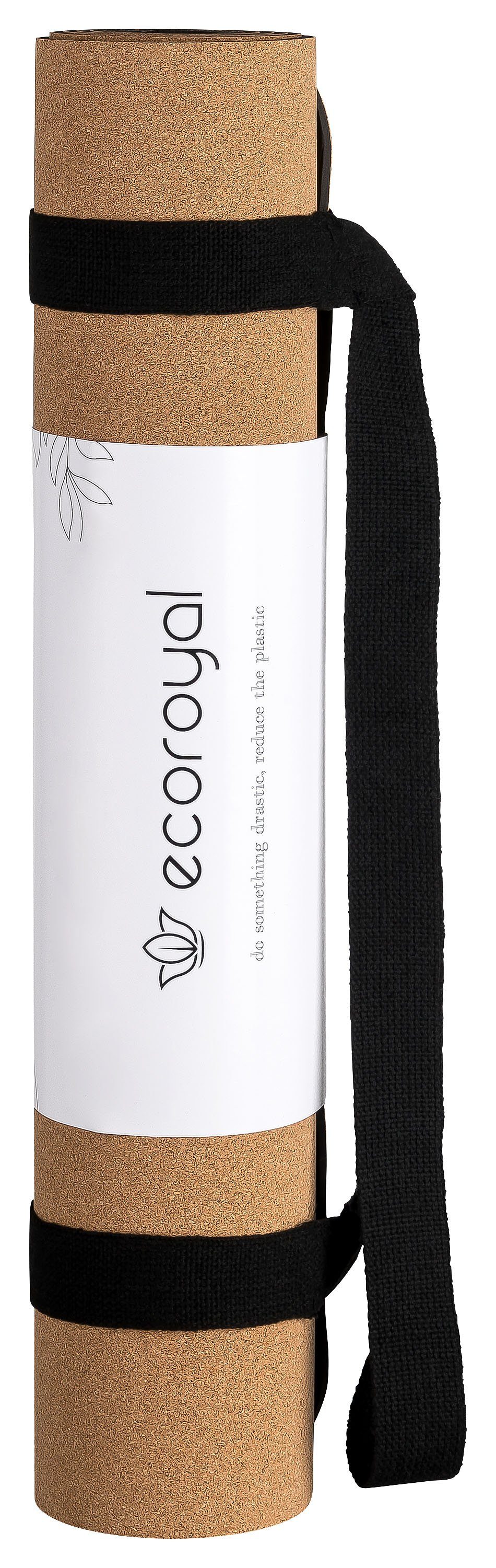 ecoroyal Yogamatte Yogamatte Kork mit Tragegurt I Rutschfest I 183 x 61 x 0,4 cm (Set, 1-St., Kork Yogamatte + Tragegurt), 183 x 61 x 0,4 cm