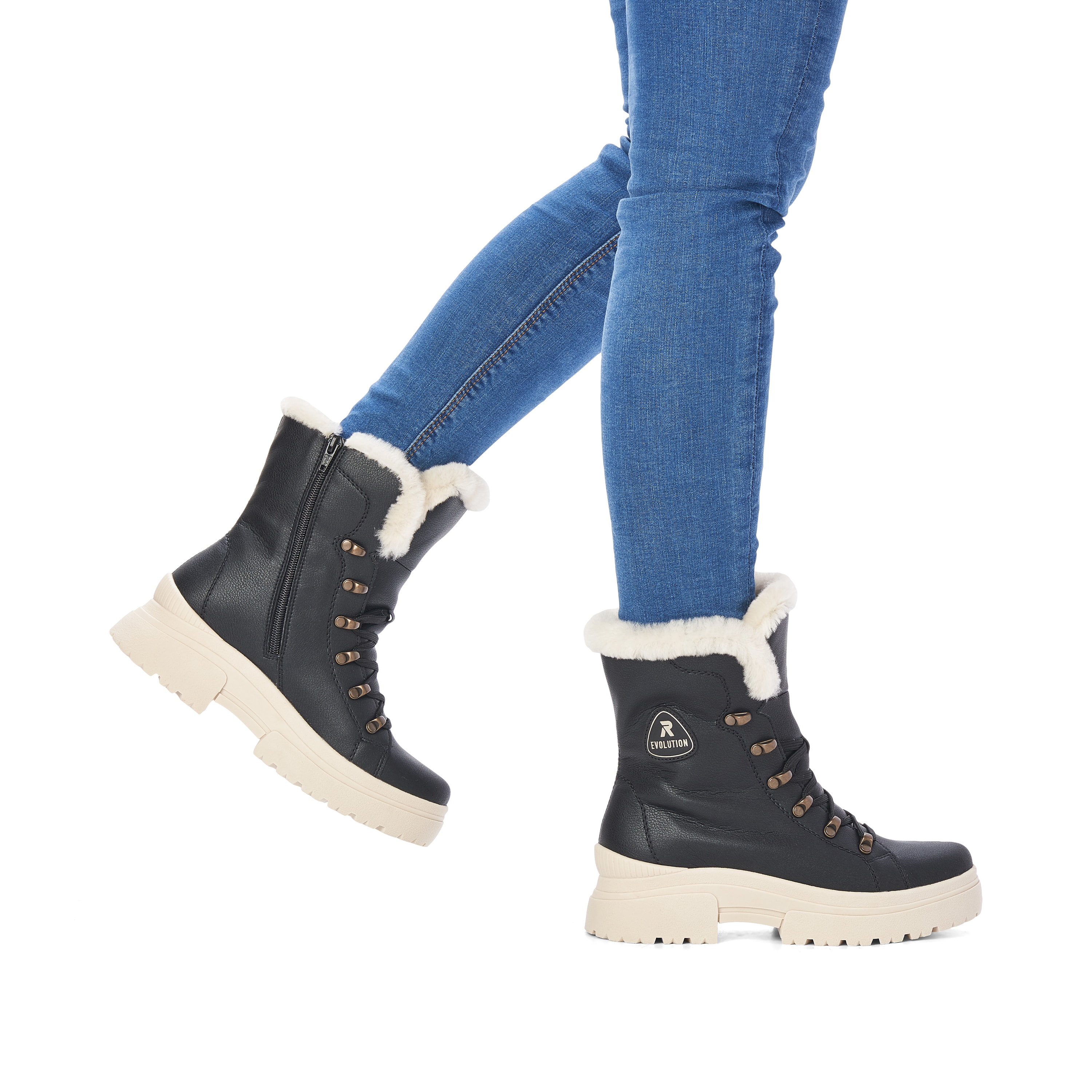 Rieker Damen Schnürstiefel deep black