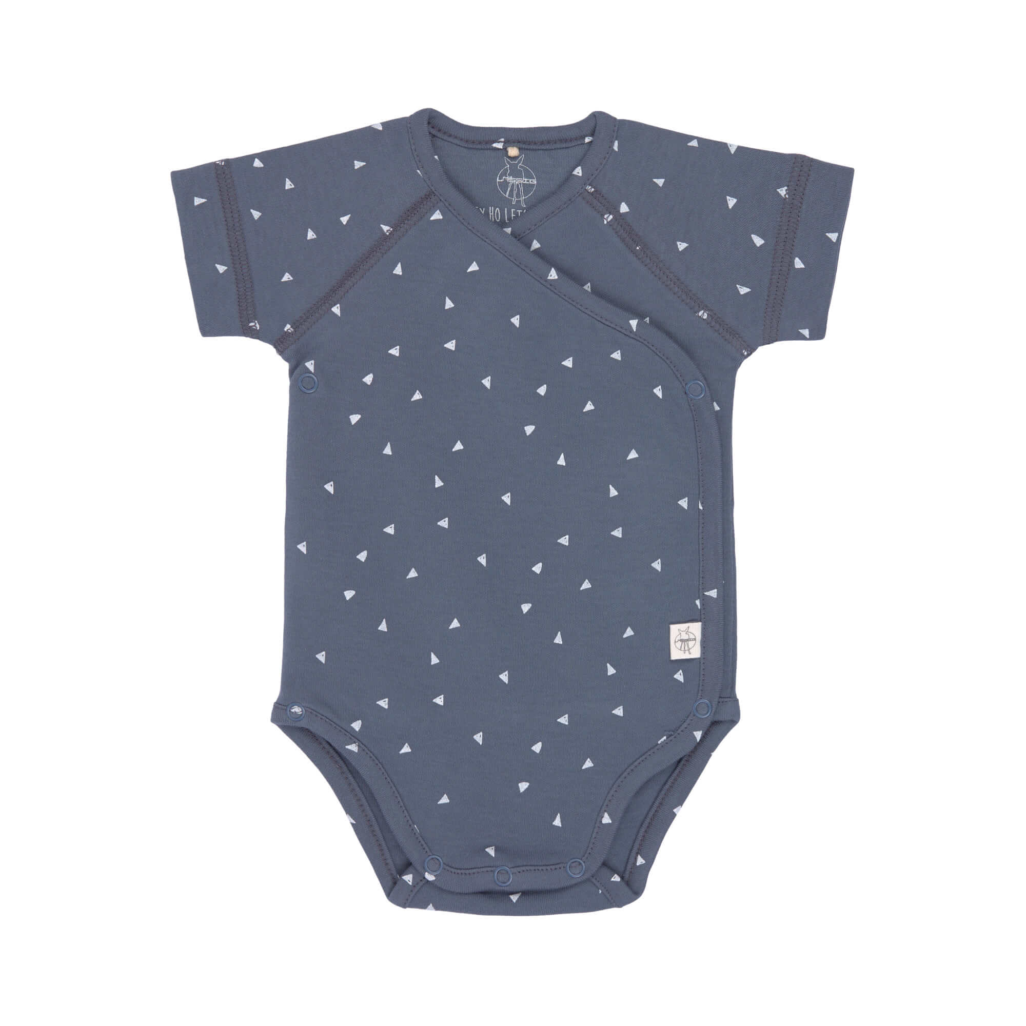 Baby Wickelbody kurzarm - Bio Baumwolle, Dreiecke, Blau