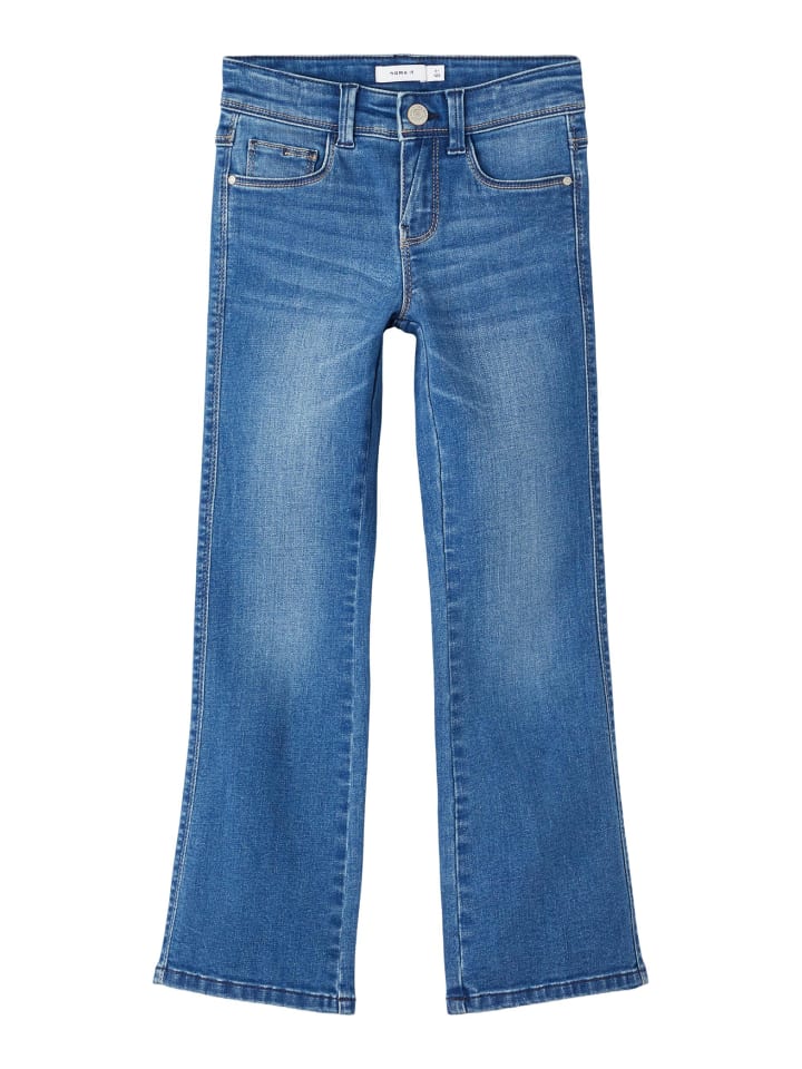 name it Mädchen Straight Leg Jeans Denim Hose NKFPOLLY in Dunkelblau günstig kaufen