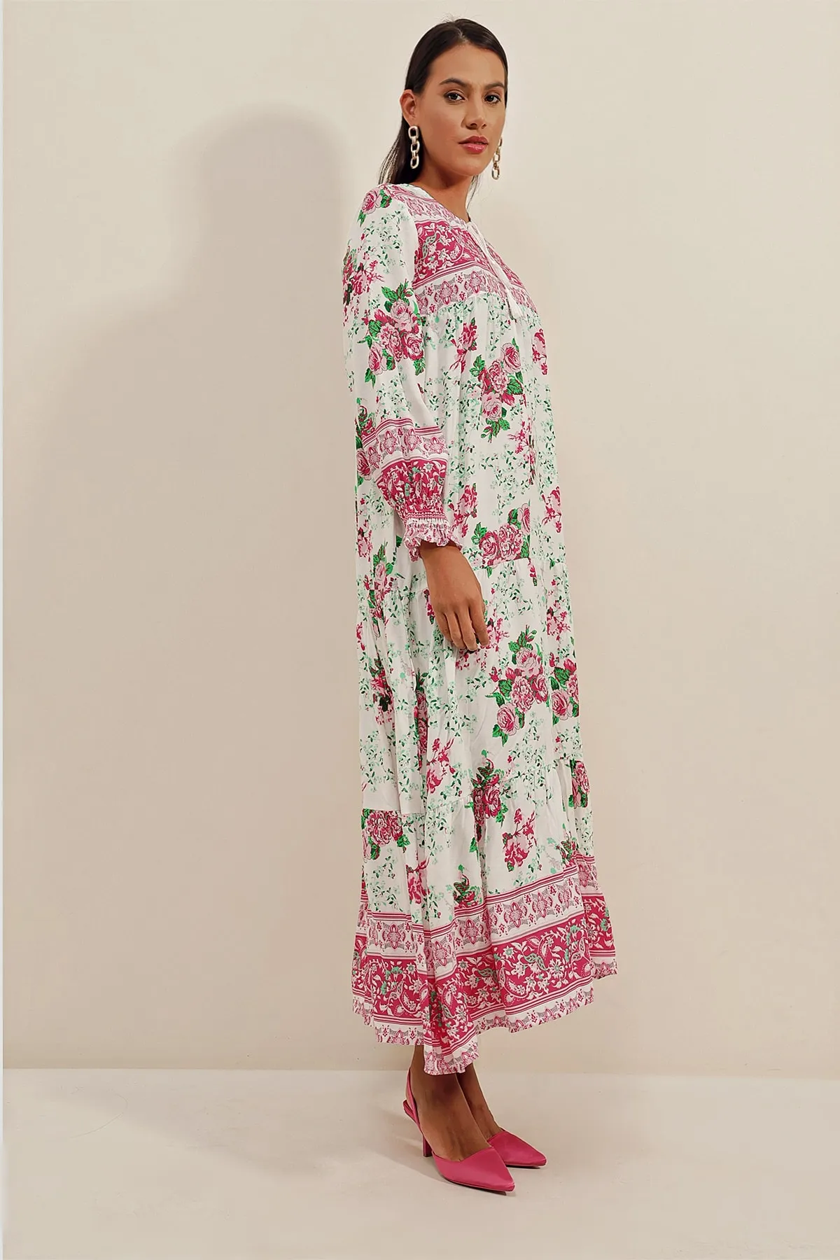 Bigdart  1947 Gemustertes langes Kleid Y Fuchsia