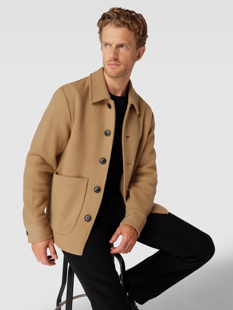 Jacke aus Schurwoll-Mix mit Knopfleiste in beige