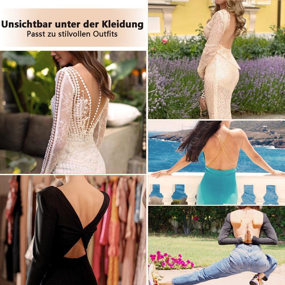 Sarfly Shaping-Body Damen Rückenfreier Body Shaper BH Transparenten Trägern (1-tlg) Rückenfreier Shapewear Formende Bodys Unsichtbar Push up Bodysuits