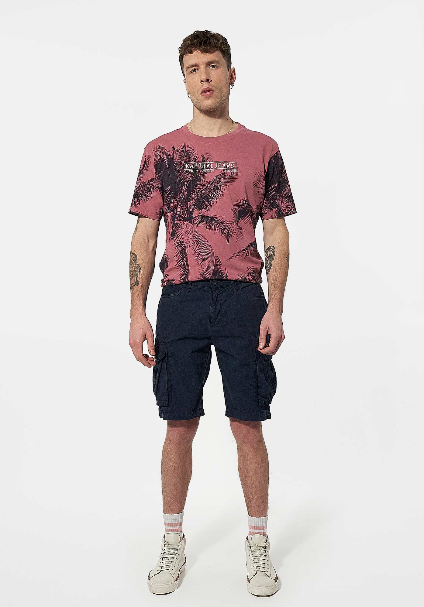 NIMES  Bermuda cargo bleu Homme en 100% coton