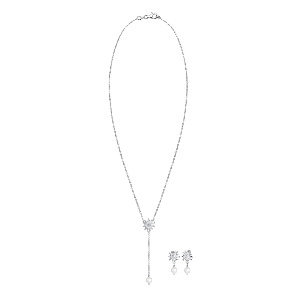 Elli Elli Ensemble de Bijoux Femmes Wiesn édelweiss set perle en argent sterling 925 collier