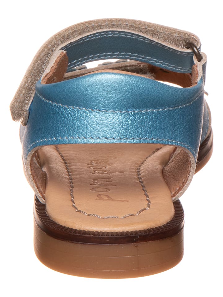 POM POM Leder-Sandalen in Hellblau günstig kaufen