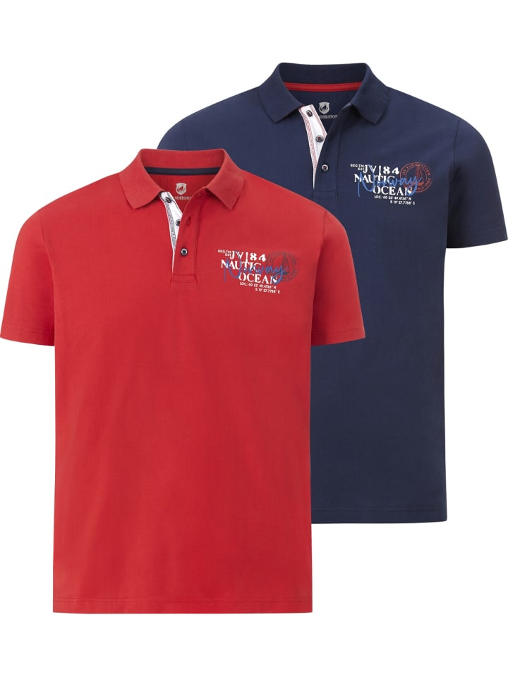Jan Vanderstorm Doppelpack Poloshirt DAGFINN in rot dunkelblau günstig kaufen