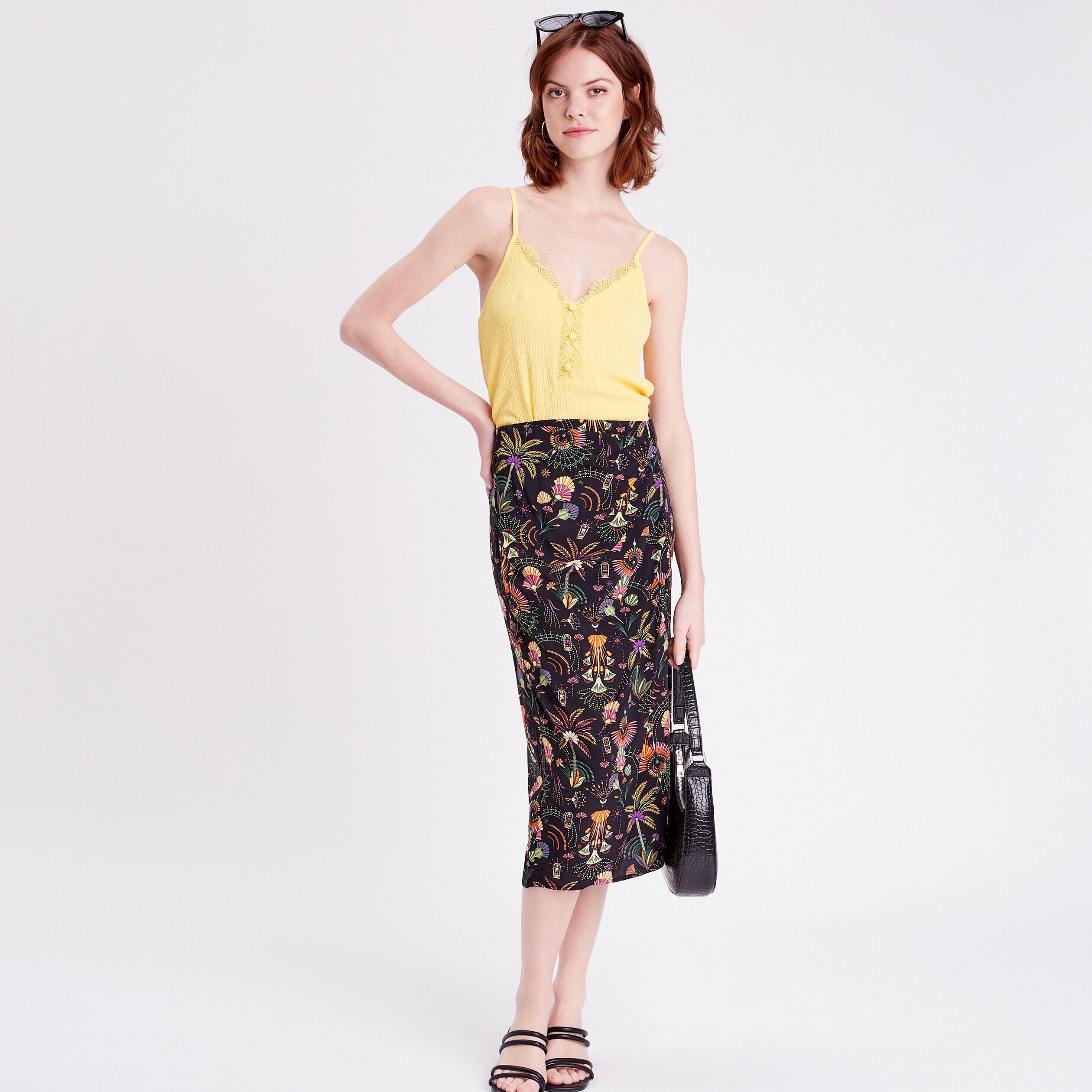 Débardeur détails dentelle jaune pastel femme | Cache Cache