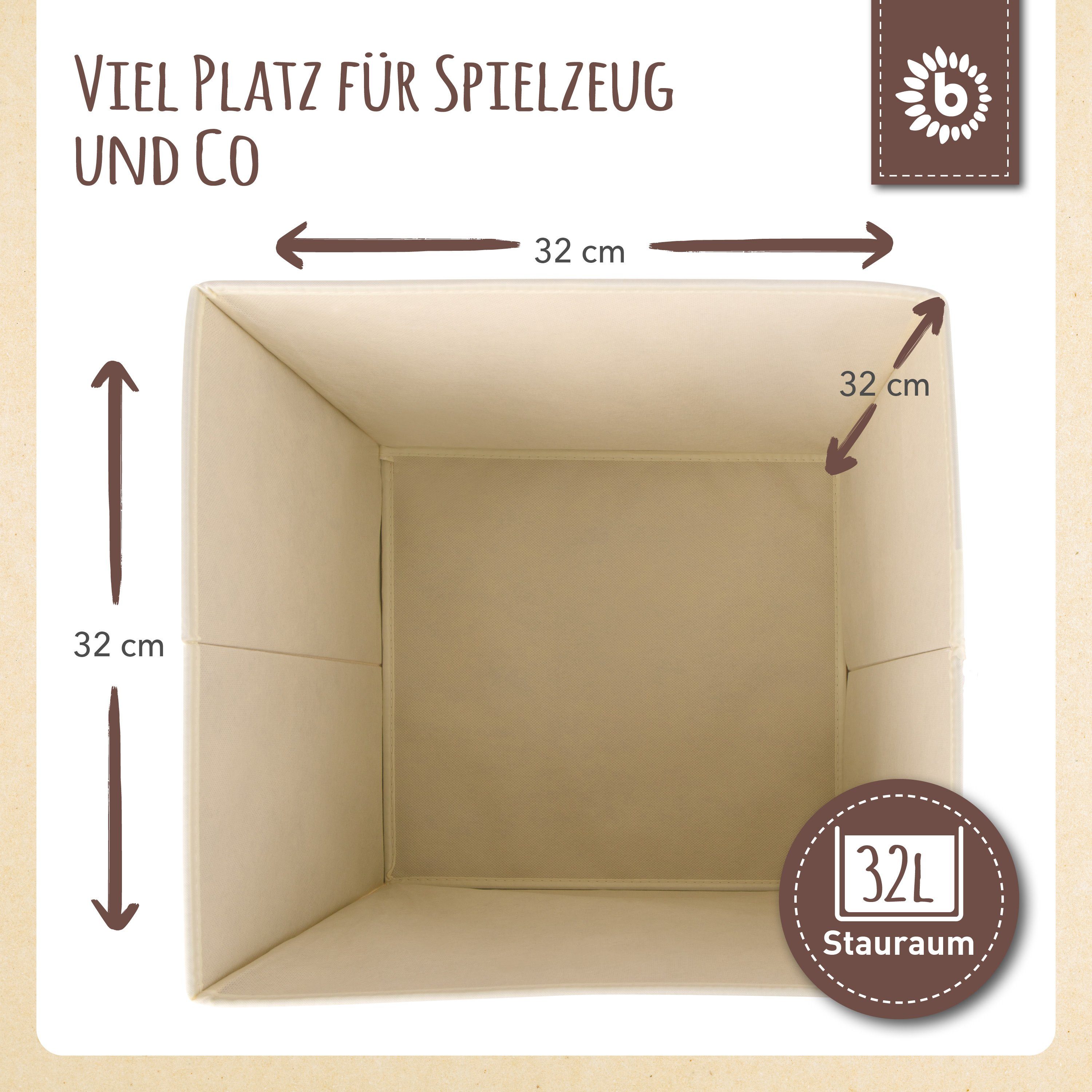 BIECO Spielzeugtruhe Bieco Aufbewahrungsbox Kinder Igel Motiv ca. 36L faltbar Süße Spielzeug Kiste für Kallax Regal Aufbewahrungsbox 33x33x33 Kallax Boxen für Spielzeug Aufbewahrung Storage Box Kallax Korb