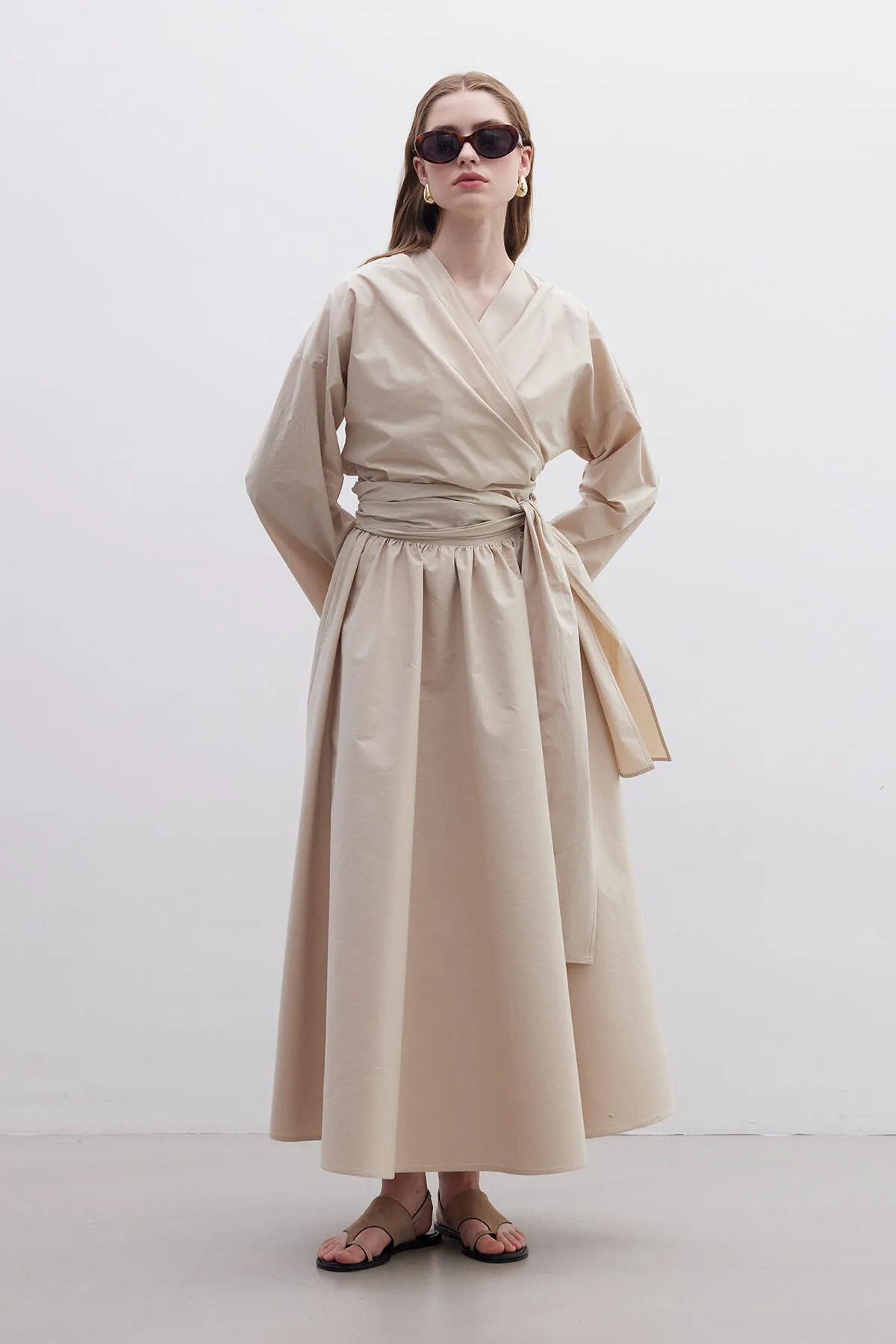 Manuka  Premium Hemd im Kimono-Stil, Kamel