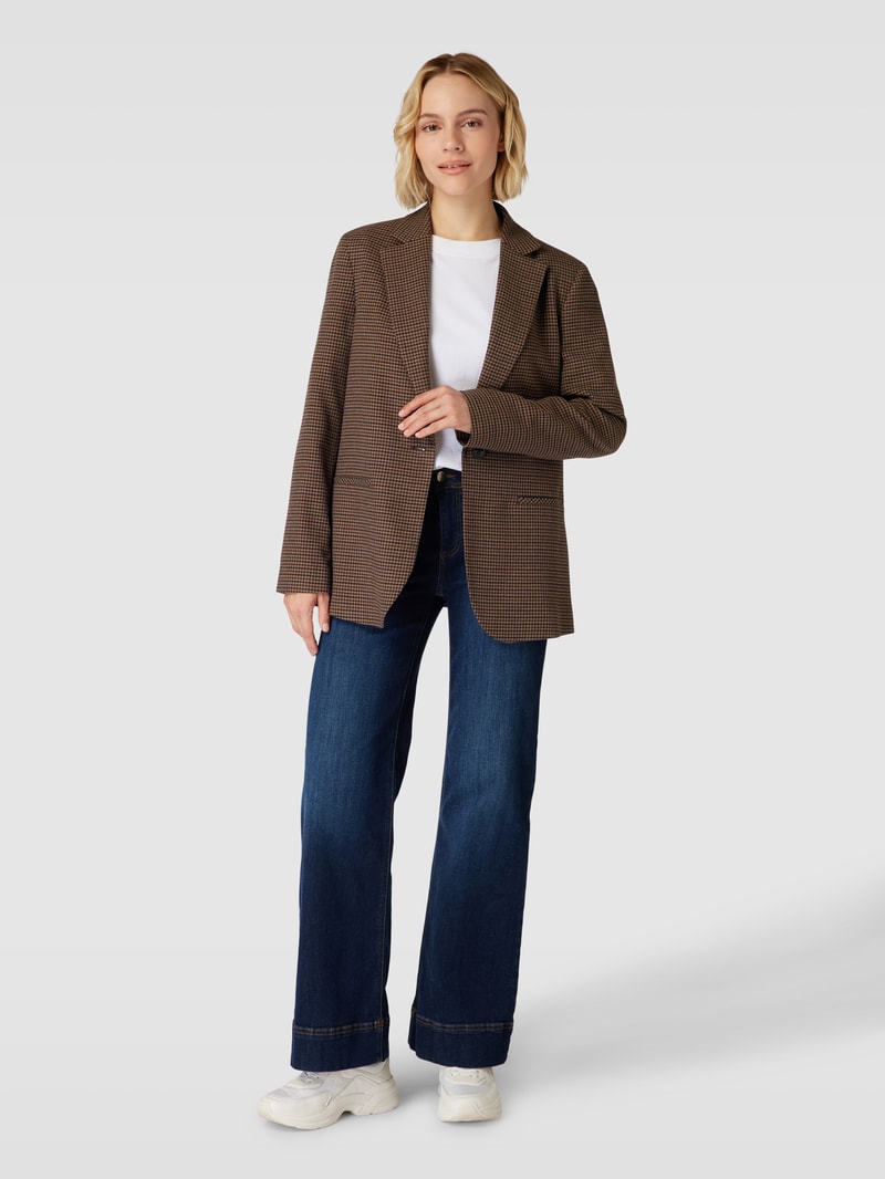 Blazer mit Viskose-Anteil und Paspeltaschen in schokobraun