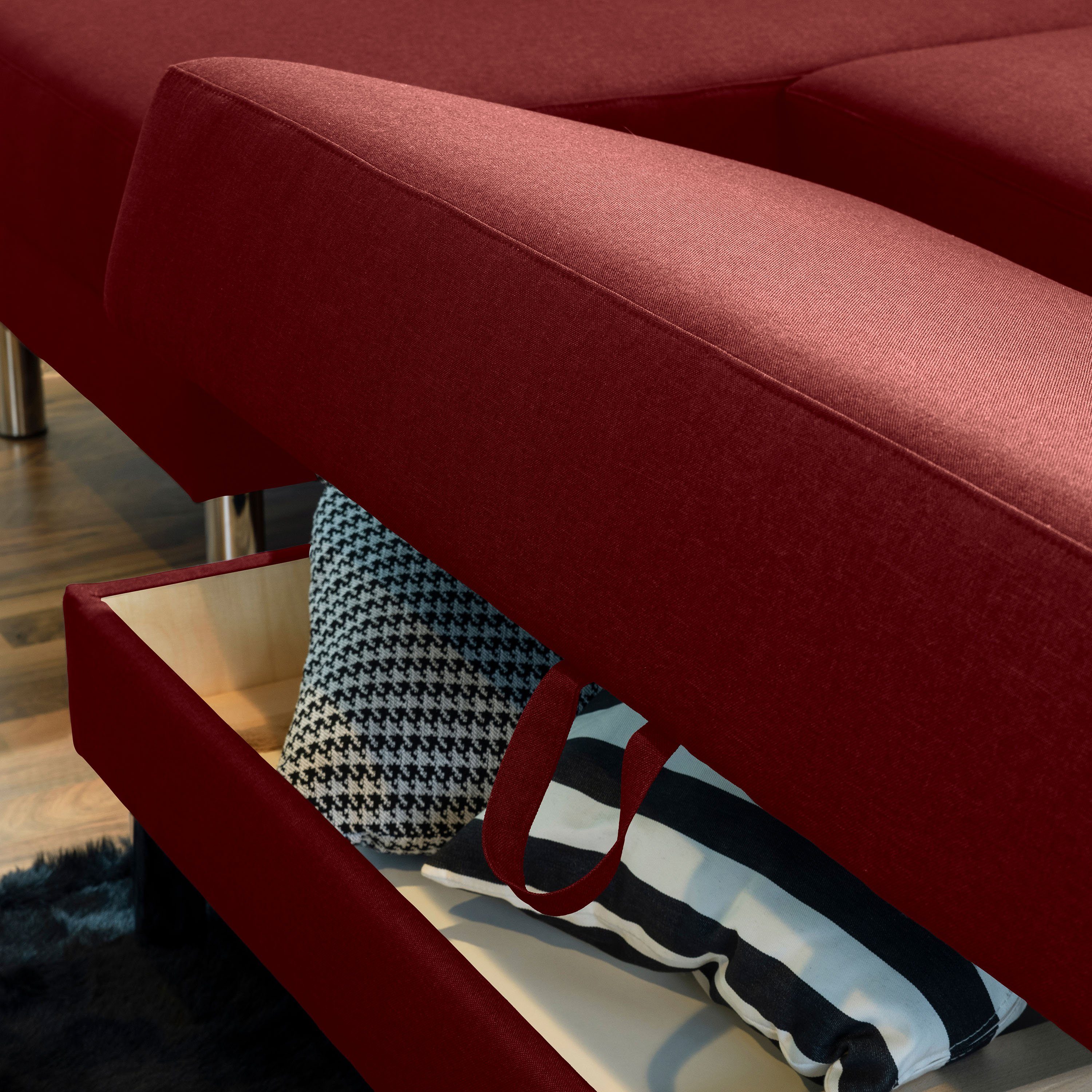 Max Winzer® Loungesofa Just Fashion Funktionssofa Flachgewebe rot, 1 Stück, Made in Germany