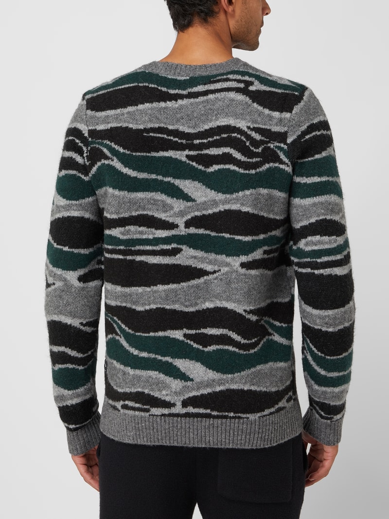 Pullover mit Allover-Muster in hellgrau meliert