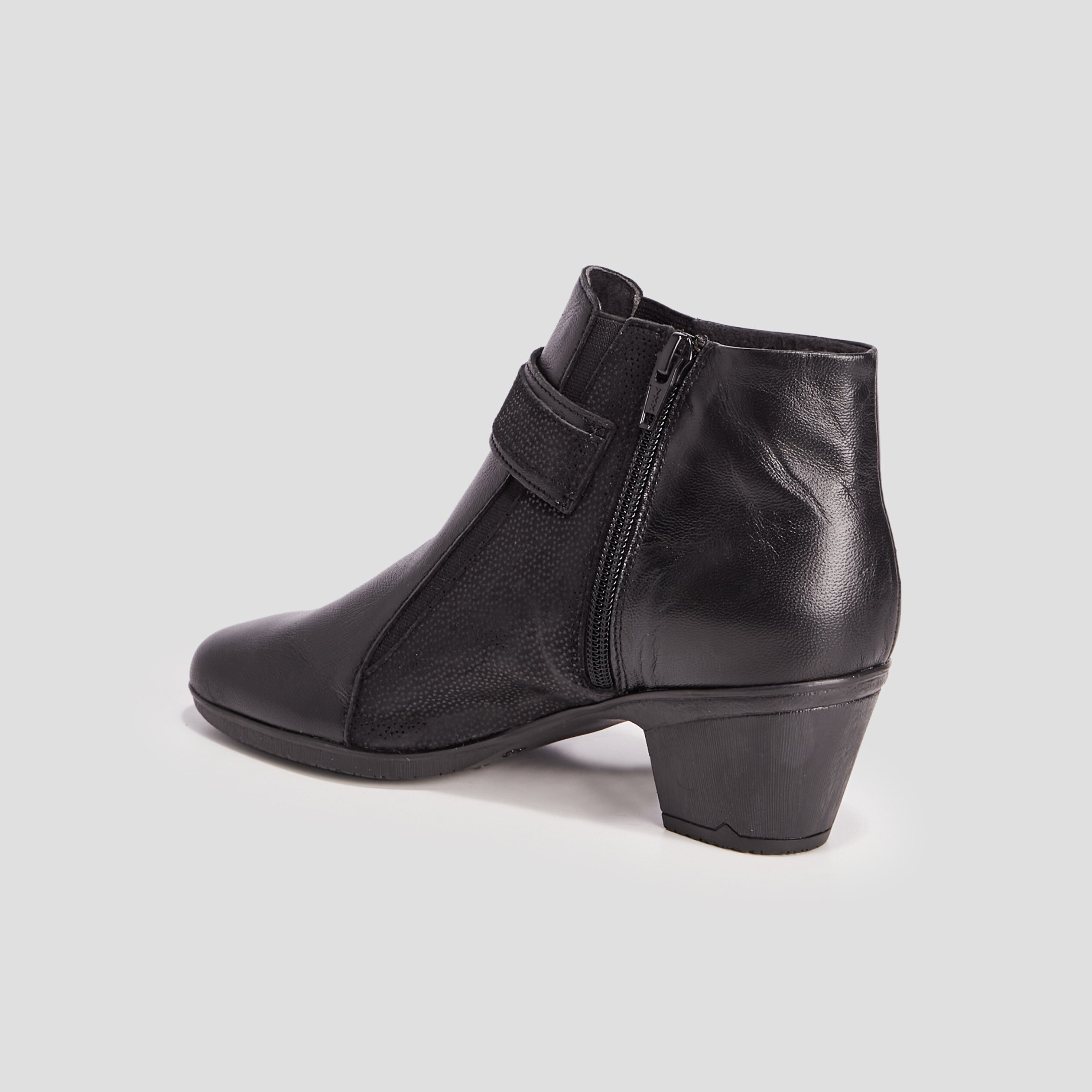 Bottines en cuir à talons noir femme | La Halle