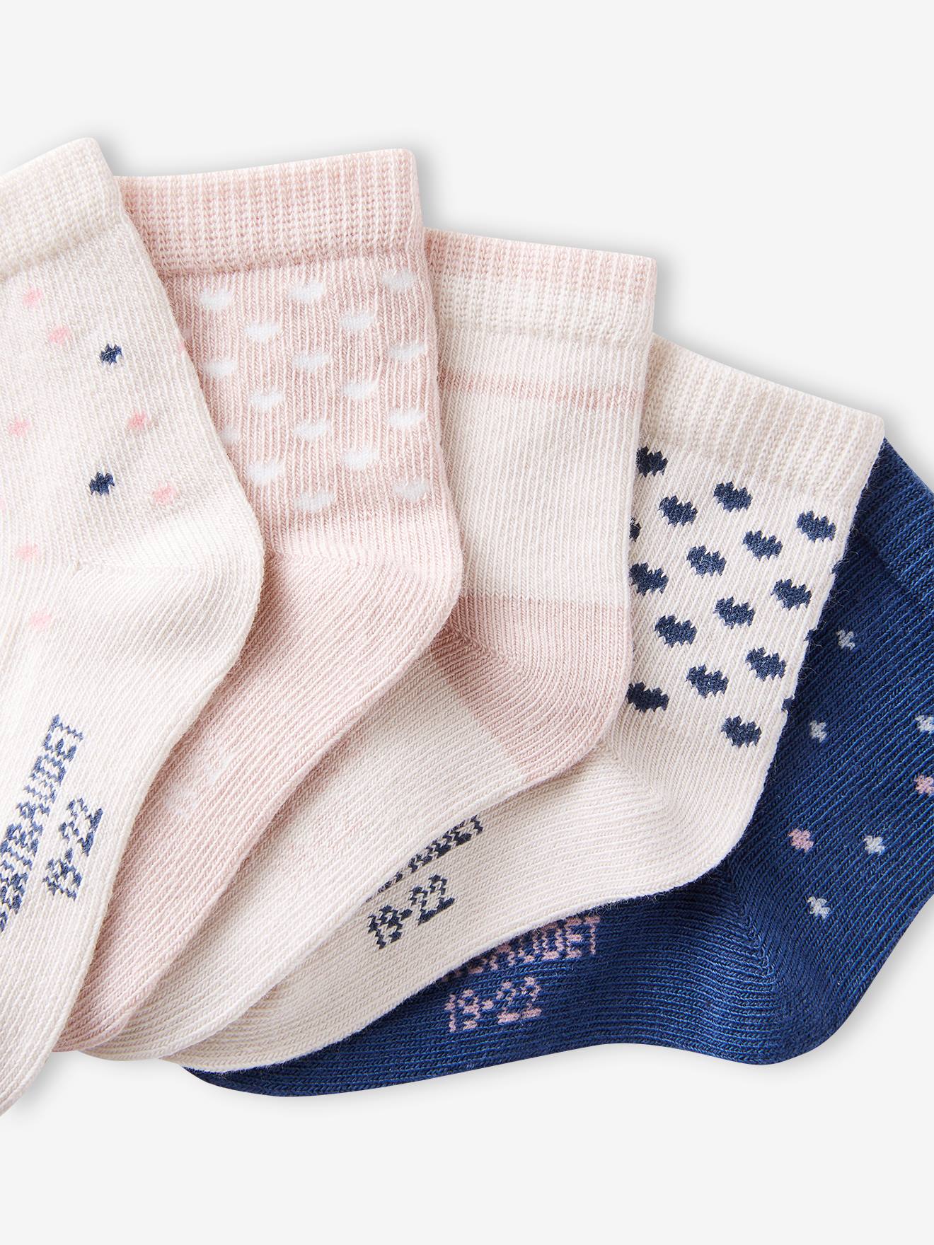 Lot de 5 paires de chaussettes fantaisie bébé fille rose pâle