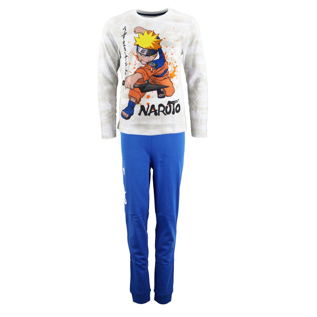 Naruto Schlafanzug Anime Naruto Shippuden Jungen Langarm Pyjama Gr. 134 bis 164, 100% Baumwolle