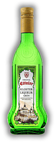 Ettaler grün Kräuter Kloster Liqueur Ettaler grün Kräuter Kloster Liqueur Ettaler Klosterliqueur, ein ebenso zeitloser wie gehaltvoller Kräuterliqueur aus dem Benediktinerkloster Ettal. 0,5	 Liter - Vol 42%
