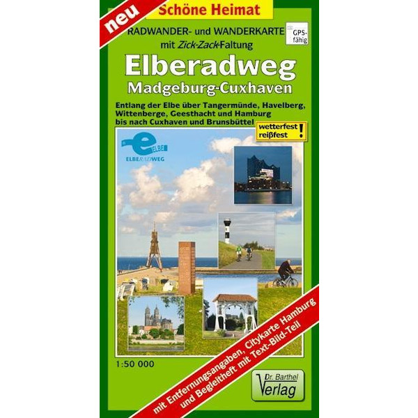 Radwander- und Wanderkarte mit Zick-Zack-Faltung Elberadweg, Magdeburg-Cuxhaven - Wanderkarte