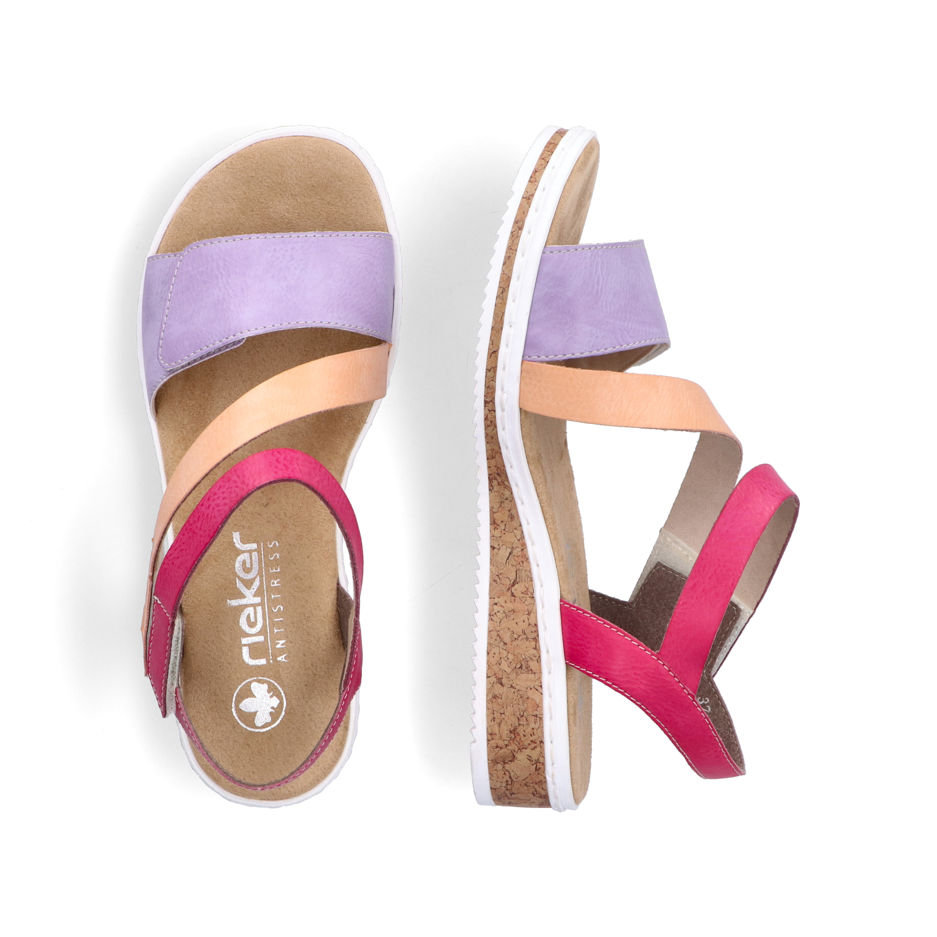 Rieker Damen Keilsandaletten lila-pink-lachsfarben